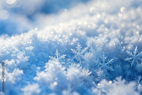 Snow texture with snowflakes and ice crystals