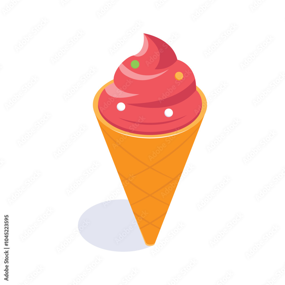 An isometric icon of ice cream cone in modern design style An isometric icon of ice cream cone in modern design style