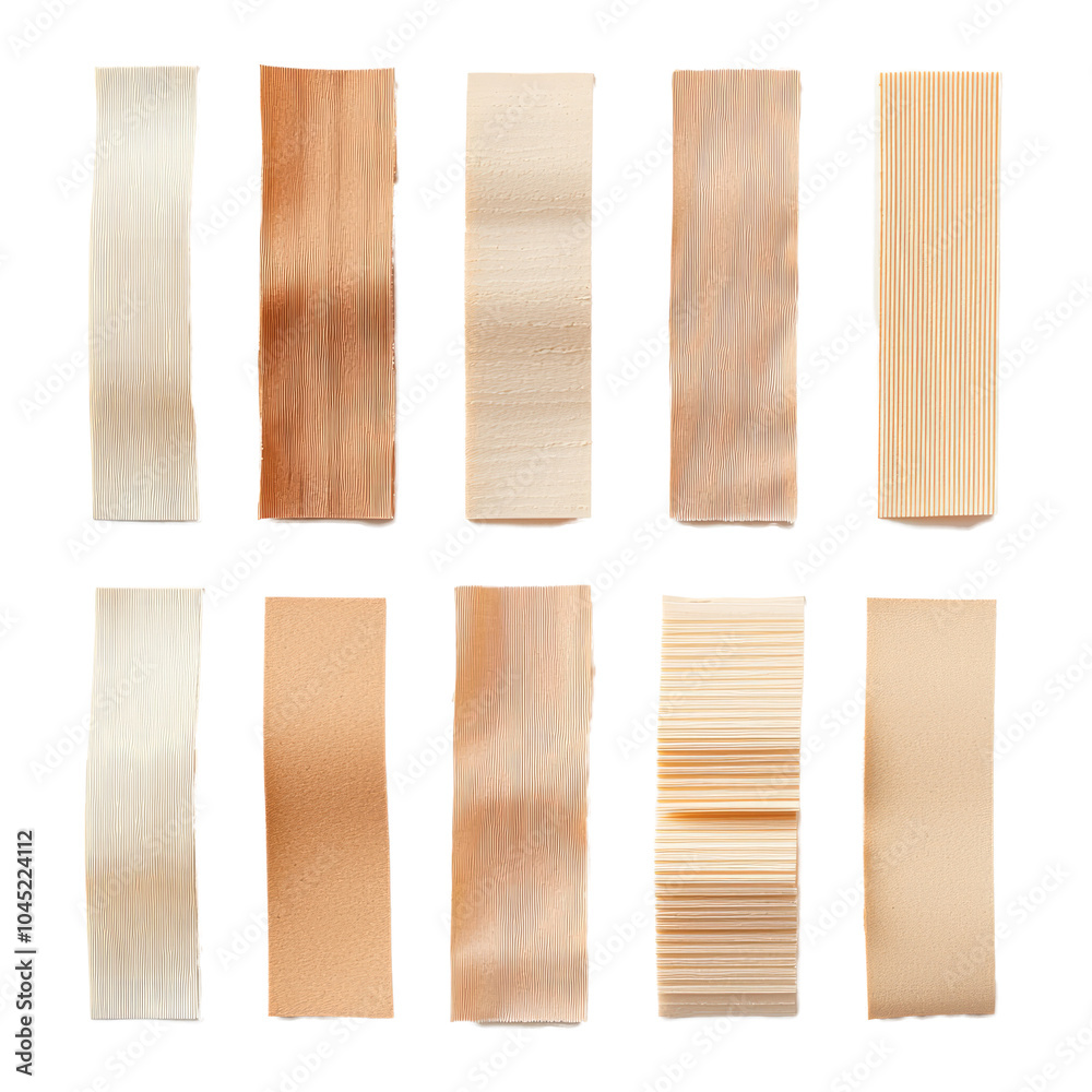 Naklejka premium Craft paper tape strips neatly arranged in a grid pattern, top-down view.