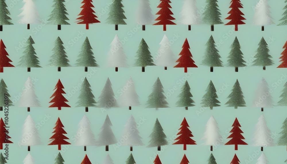 Obraz premium Seamless repeating Christmas tree pattern for gift wrapping paper. AI genrated