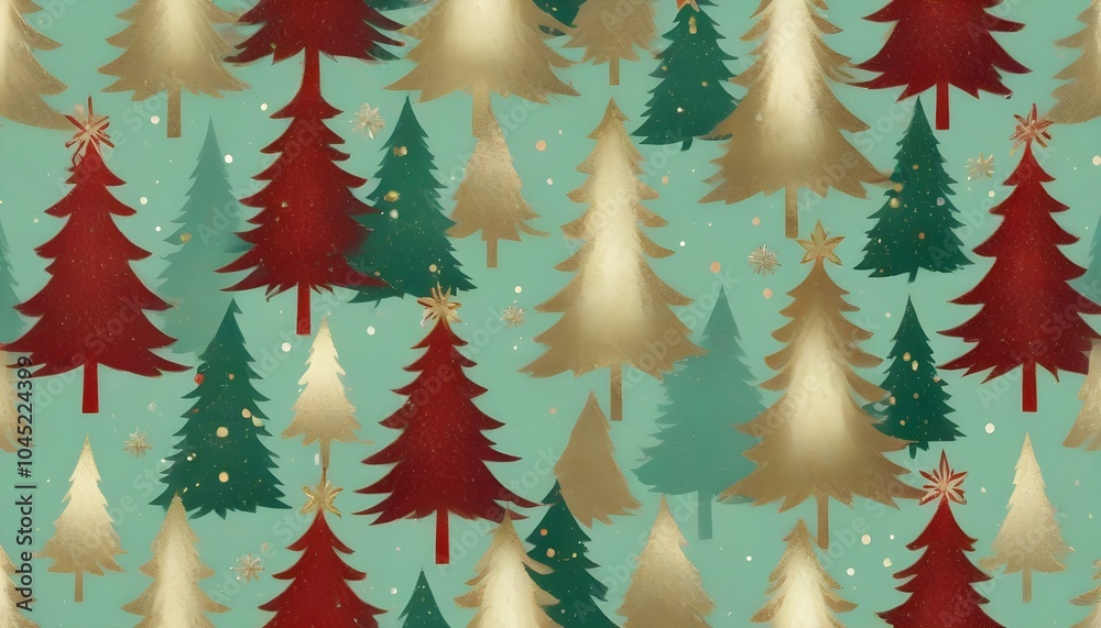 Seamless repeating Christmas tree pattern for gift wrapping paper. AI genrated Seamless repeating Christmas tree pattern for gift wrapping paper. AI genrated