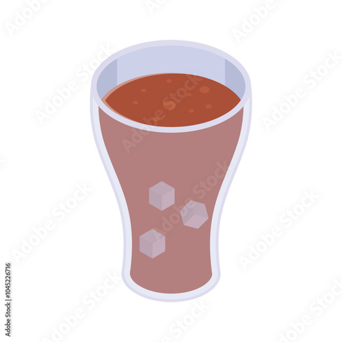 Refreshing cold drink with a straw isometric vector