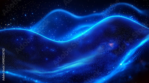 Luminous Swirling Digital Waves in Futuristic Space Backdrop