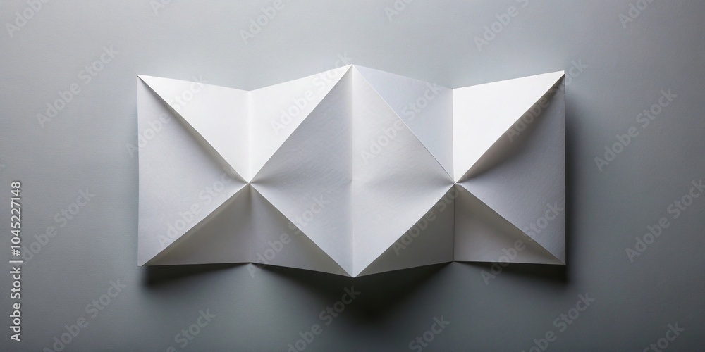 Folded white paper resting on gray background Folded white paper resting on gray background