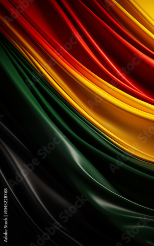 Black History Month. African American History in United States. Red Yellow Green waving flag. Freedom holiday. Celebrated annual in February. Poster, design wallpaper, art illustration. Generated AI