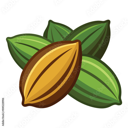 Cardamom Nuts vector illustration isolated on a white background