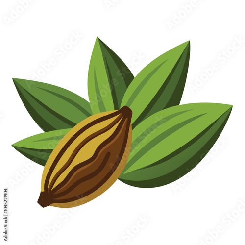 Cardamom Nuts vector illustration isolated on a white background