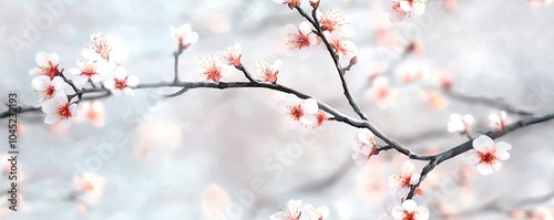 Soft Pink Cherry Blossoms in Watercolor Style