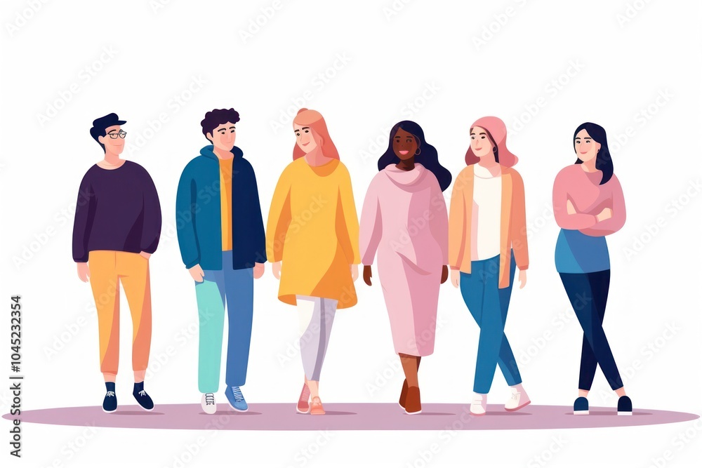 Obraz premium Adult togetherness illustrated friendship.