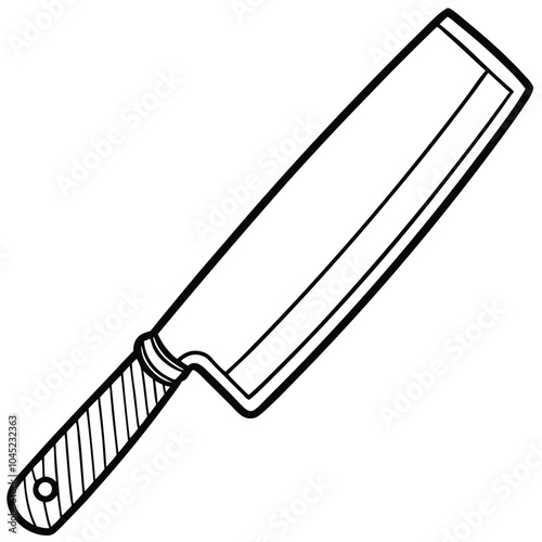 Metal meat knife vector silhouette line art style