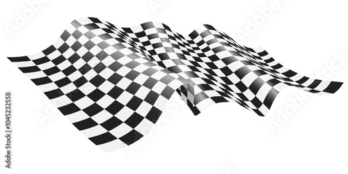 Checkered flag 3D wave flying on white for sport winner championship finish business success vector