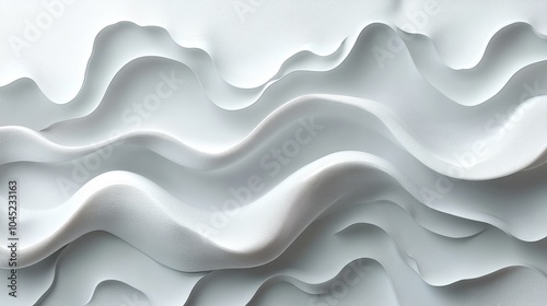 A serene abstract composition of flowing white waves creating a soothing visual rhythm.