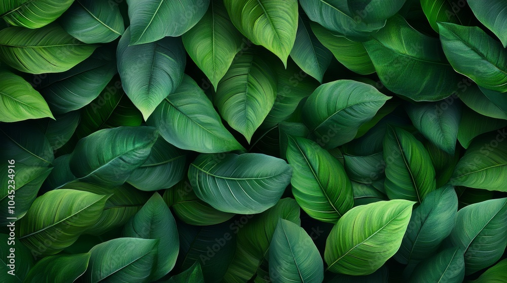 Obraz premium A lush arrangement of various green leaves, showcasing rich textures and vibrant hues.
