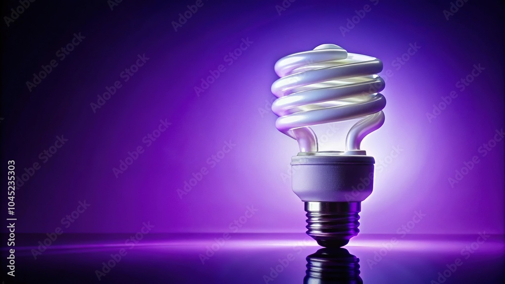 Forced perspective glowing lightbulb on purple background Forced perspective glowing lightbulb on purple background