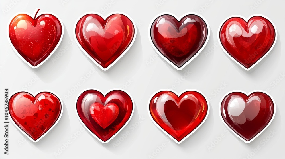 A vibrant collection of red heart icons showcasing various textures and styles, perfect for conveying love and emotion. A vibrant collection of red heart icons showcasing various textures and styles, perfect for conveying love and emotion.