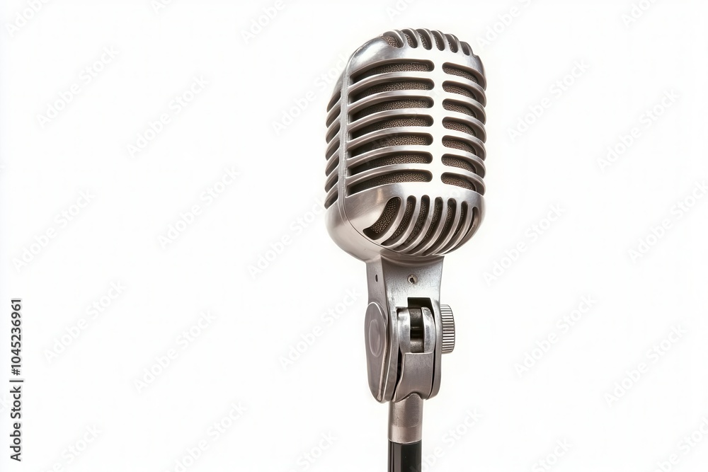 Fototapeta premium Vintage microphone on white isolate background
