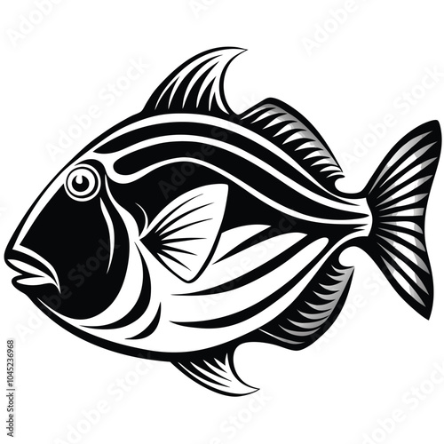 Drawing Triggerfish vector silhouette illustration Isolated white background.