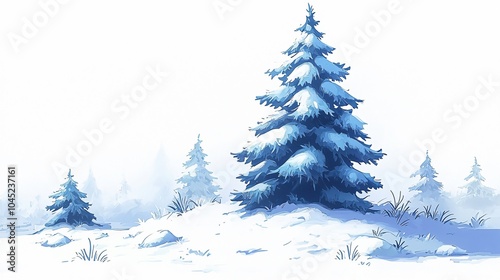 Winter pine snow scene