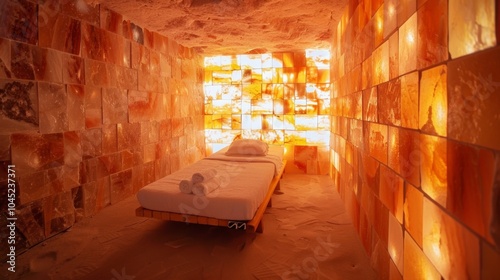 A Himalayan salt room perfect for detoxifying and rejuvenating the skin.