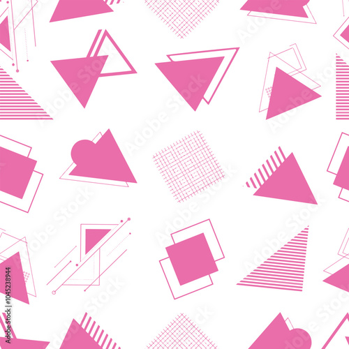 Abstract seamless pattern with triangle motif in pink colors, Vector illustration for surface design photo