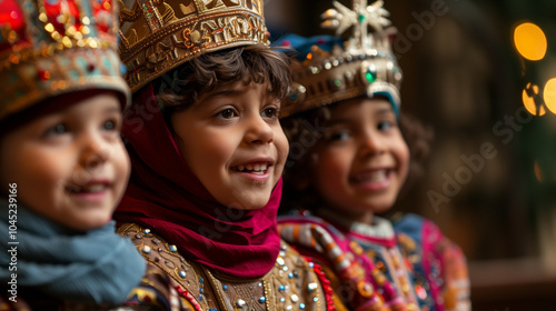 Children dressed as Three Kings celebrating Epiphany.