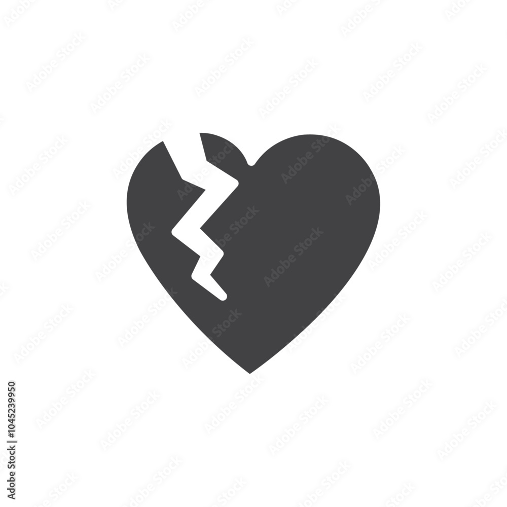 Broken heart icon Symbol mark in filled style Broken heart icon Symbol mark in filled style