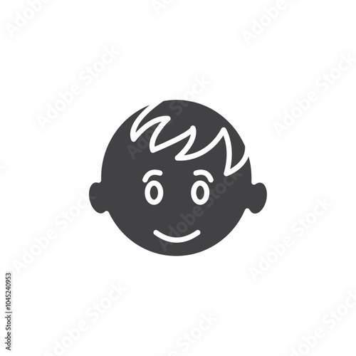 Child face icon Symbol mark in filled style