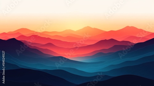 Wallpaper Mural Stunning sunset over layered mountain ranges with vibrant hues of orange, red, and deep blue. Torontodigital.ca