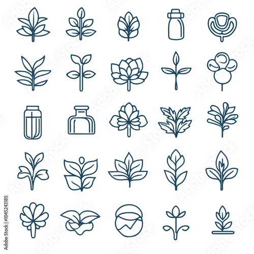 Botany Outline Icons Collection for Design Projects
