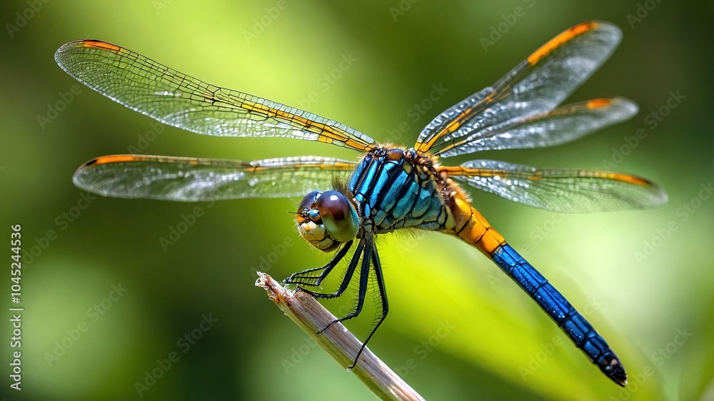 Three Striped Dasher Dragonfly on Stem, Mexico, Micrathyria didyma, Insect Photography, Nature Three Striped Dasher Dragonfly on Stem, Mexico, Micrathyria didyma, Insect Photography, Nature