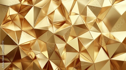 An abstract geometric gold background with triangles and polygons, combining sharp lines with a reflective gold finish for a modern and stylish effect