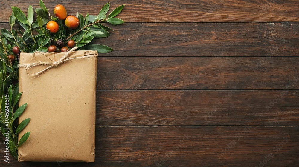 Eco-Friendly Packaging on Rustic Wooden Table Eco-Friendly Packaging on Rustic Wooden Table