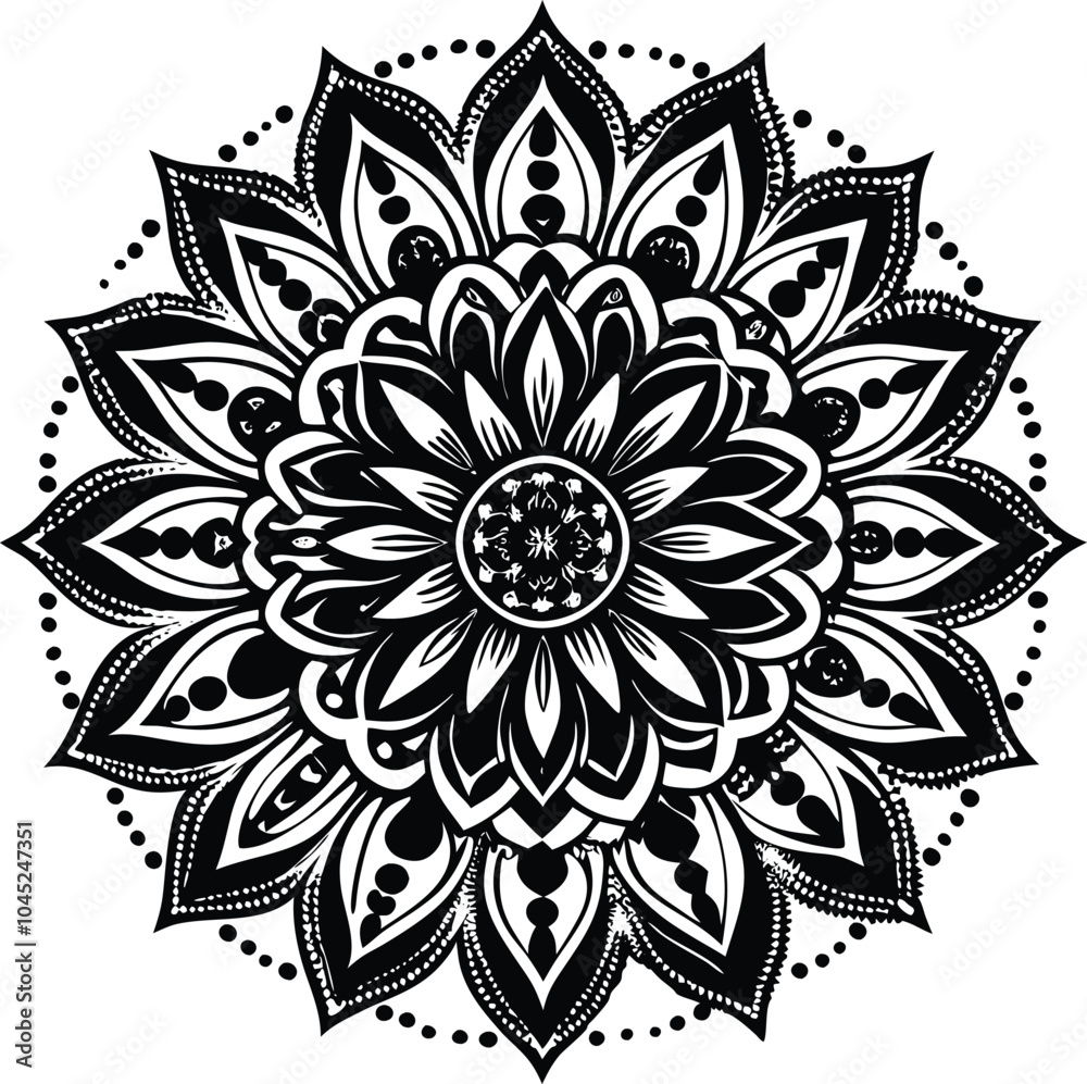 Mandala simple vector with Blossom Mandala Shape outline illustration Mandala simple vector with Blossom Mandala Shape outline illustration