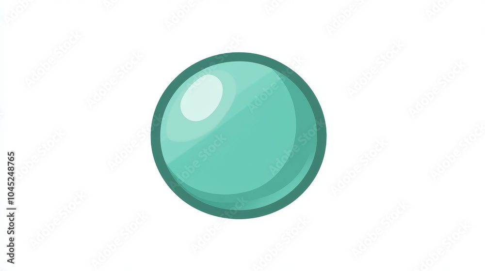 A glossy turquoise sphere on a white background, evoking a sense of calm and simplicity.
