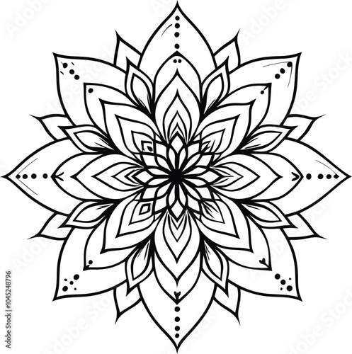 Easy mandala modern abstract flower on white background.