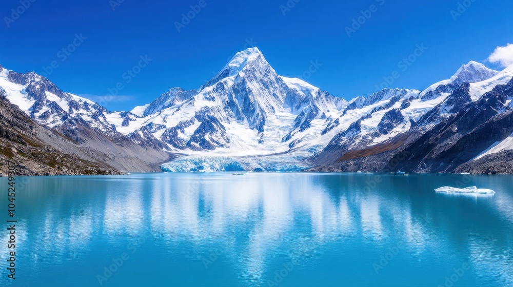Fototapeta premium Majestic Snow-Covered Mountain Range with Glaciers