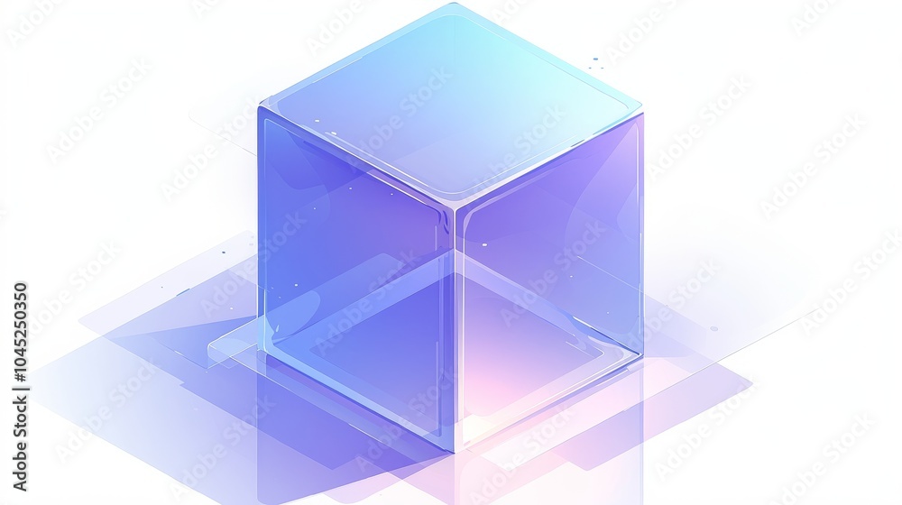 A visually striking, translucent cube with a gradient of blue and purple tones, set against a soft white background. A visually striking, translucent cube with a gradient of blue and purple tones, set against a soft white background.