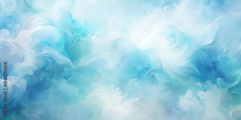 Obraz premium Abstract Blue and White Swirling Cloudscape, Evoking Feelings of Serenity and Tranquility