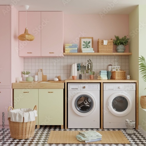 Wallpaper Mural washing machine in the kitchen Torontodigital.ca