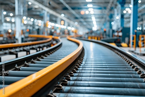 A close-up of a long conveyor belt in a factory.