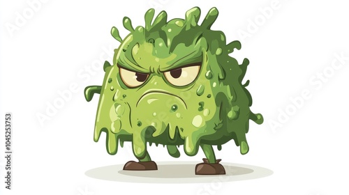 Angry mold spore character cartoon illustration on a white background