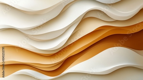 Abstract wave pattern in soft beige and cream tones, creating a serene and fluid atmosphere.