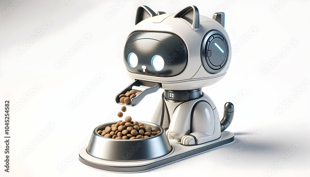 3D Close Up Futuristic Pet Food Dispenser Macro Food Bowl Design Innovative Feeding Technology Icon 3D Close Up Futuristic Pet Food Dispenser Macro Food Bowl Design Innovative Feeding Technology Icon