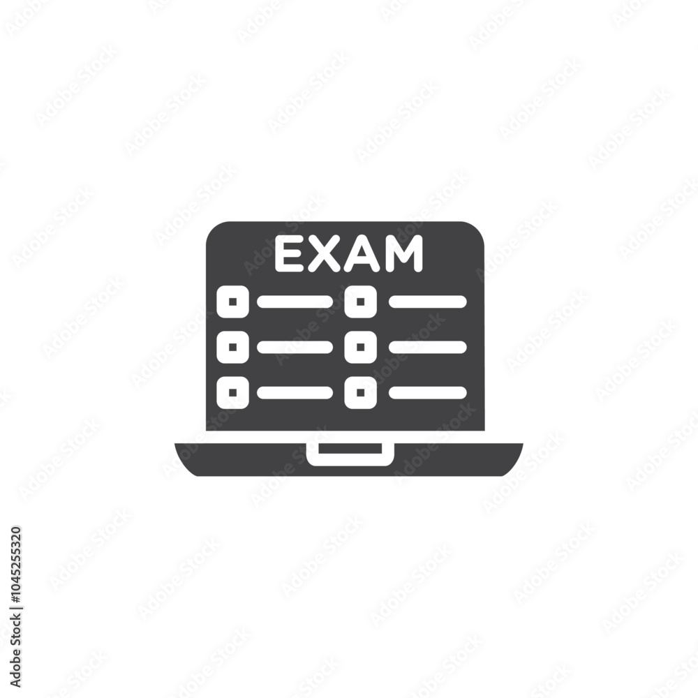 Online exam test icon Symbol mark in filled style Online exam test icon Symbol mark in filled style
