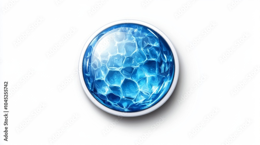 A glossy blue orb with a textured, water-like surface, reflecting light with a vibrant sheen. A glossy blue orb with a textured, water-like surface, reflecting light with a vibrant sheen.