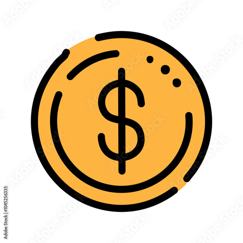 dollar coin vector illustration. Dollars sign circle design.