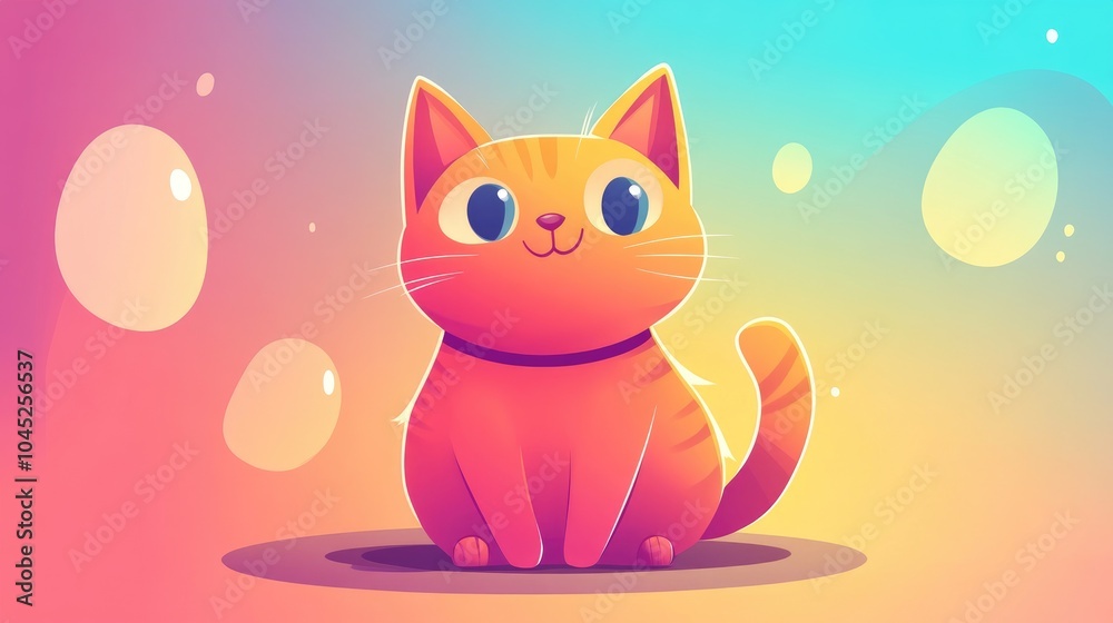 Playful cartoon cat in 2D illustration style Playful cartoon cat in 2D illustration style