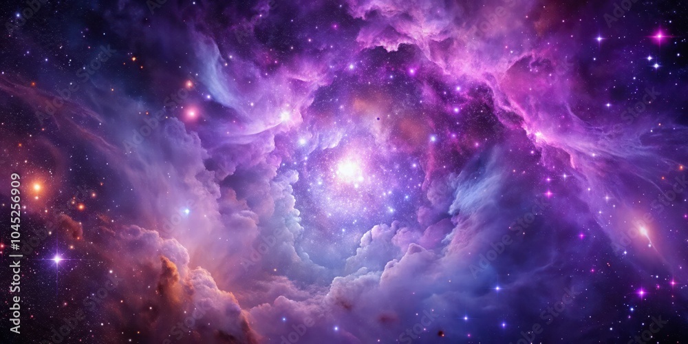 Fototapeta premium A cosmic landscape of swirling nebulae and twinkling stars, a celestial tapestry of wonder and mystery.