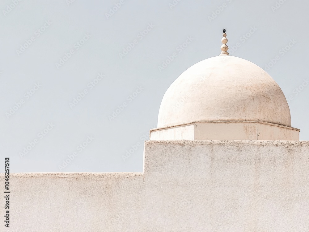 Fototapeta premium A white dome sits atop a building, which is also white. The dome is located on the side of the building, and it is the main focus of the image