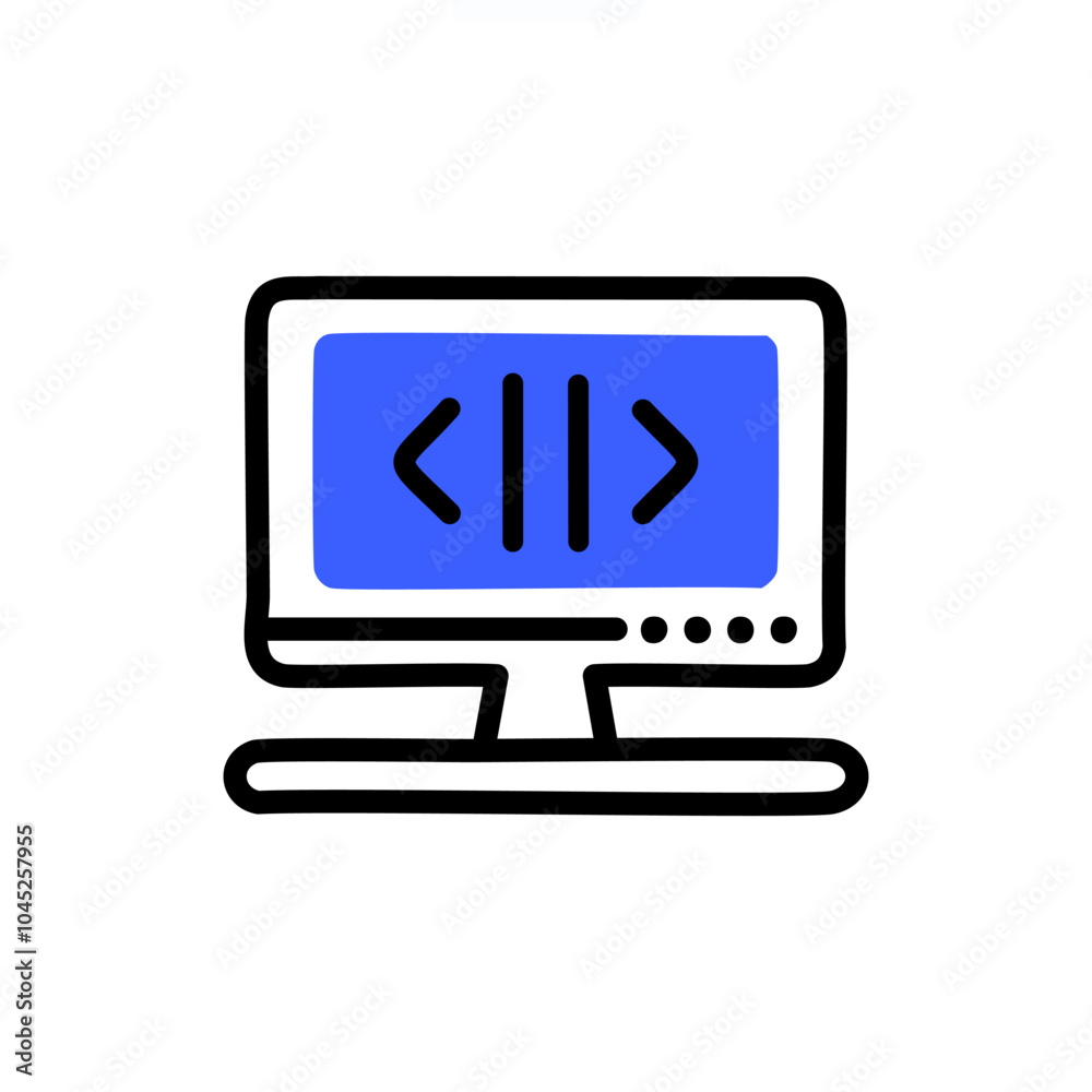 Computer screen icon with code sign. Vector illustration. Computer screen icon with code sign. Vector illustration.